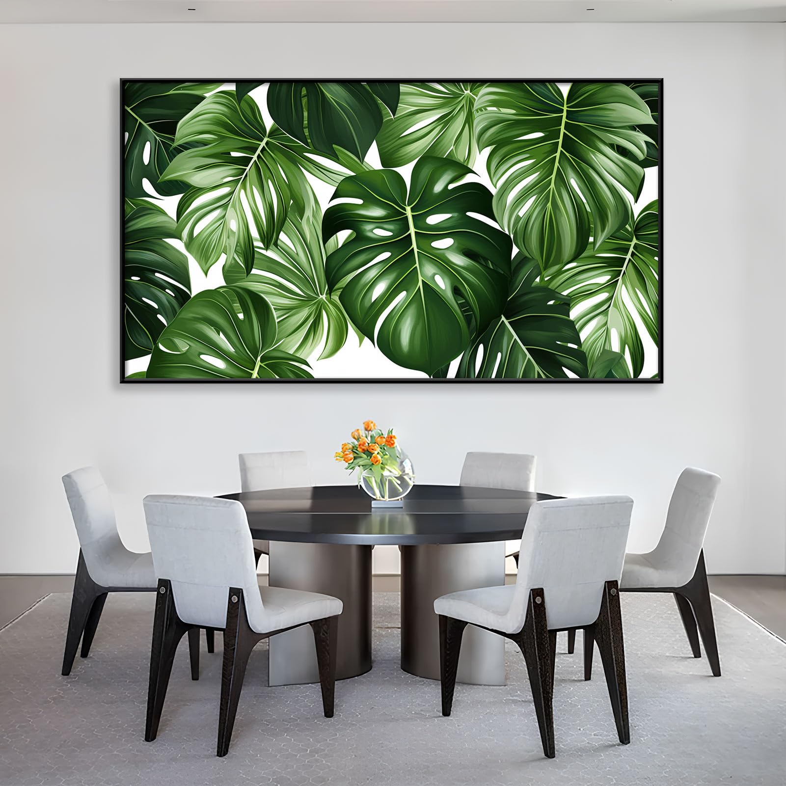 Palm Leaves Canvas Wall Art, Tropical Botanical Canvas Wall Art, Abstract Palm Leaf Canvas Wall Art, Green Pictures Wall Decor, Monstera Wall Decor,