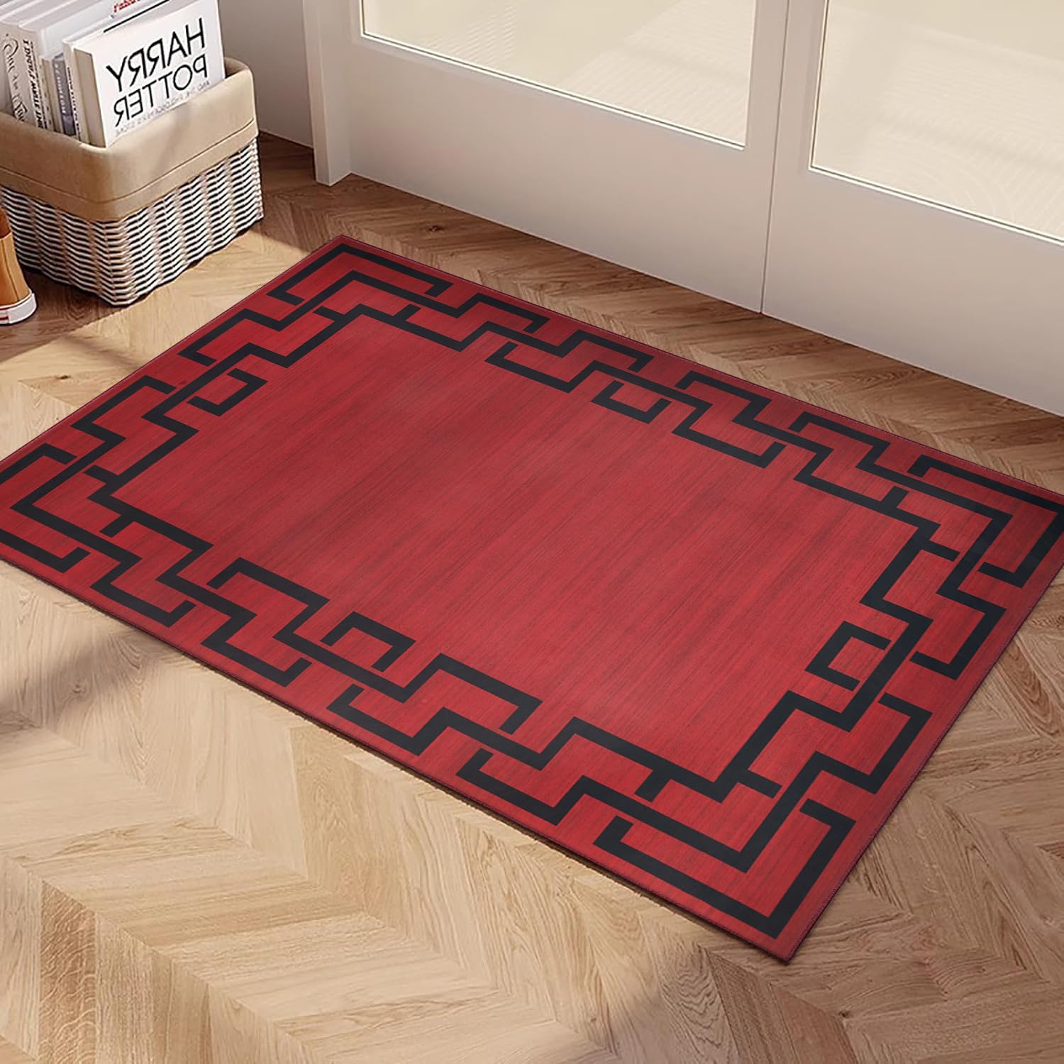 Imperial Rooms Area Rugs Living Room - Red Rugs for Bedroom - Greek Key Style Durable Super Soft Modern Kitchen Rug Non Shedding Small Floor Carpet Easy Care (40CM x 60CM, Lexi) — image 1