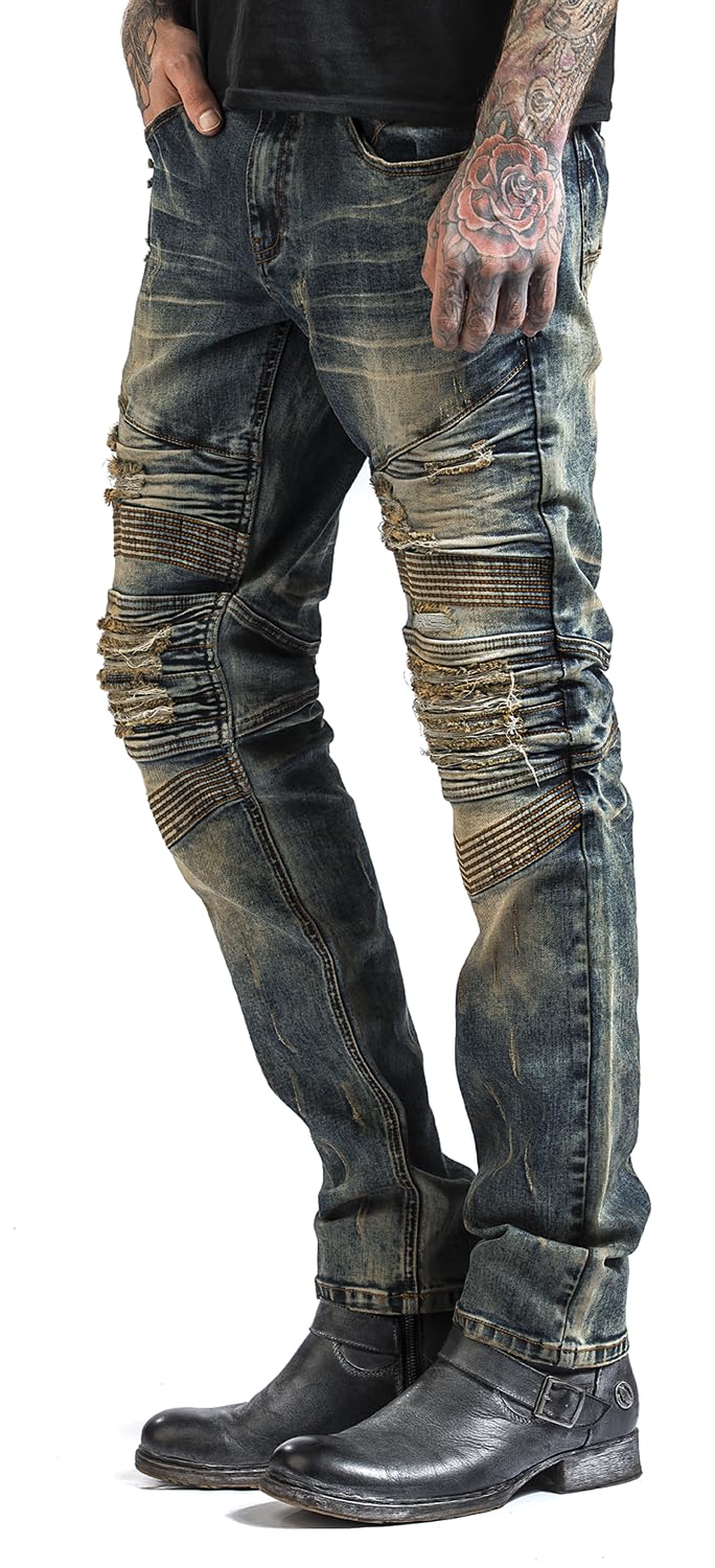Rock Rebel by EMP Herren Blaue Biker-Jeans mit individueller Waschung