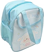 Vista 2 de Lonchera kawaii, bonitas bolsas de almuerzo de tela Oxford de poliuretano con asa para picnic (oveja azul)
