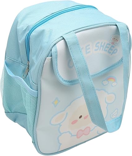 Miniatura 2 de Lonchera kawaii, bonitas bolsas de almuerzo de tela Oxford de poliuretano con asa para picnic (oveja azul)