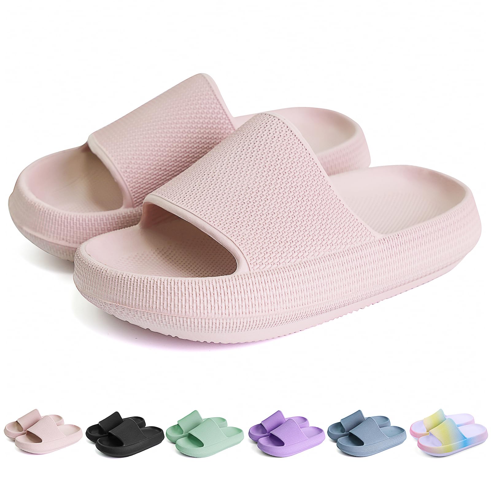 FJWYSANGU Kids Cloud Slides丨Boys Girls Bathroom Shower Sandals丨Open Toe Thick Sole Slip on Slippers丨Summer Non-slip Beach Pool Shoes