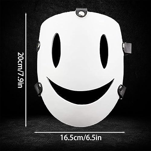 Vista 8 de Máscara de cosplay de invasión de gran altura - Tenkuu Shinpan Máscara de resina blanca sonrisa para disfraz de Halloween