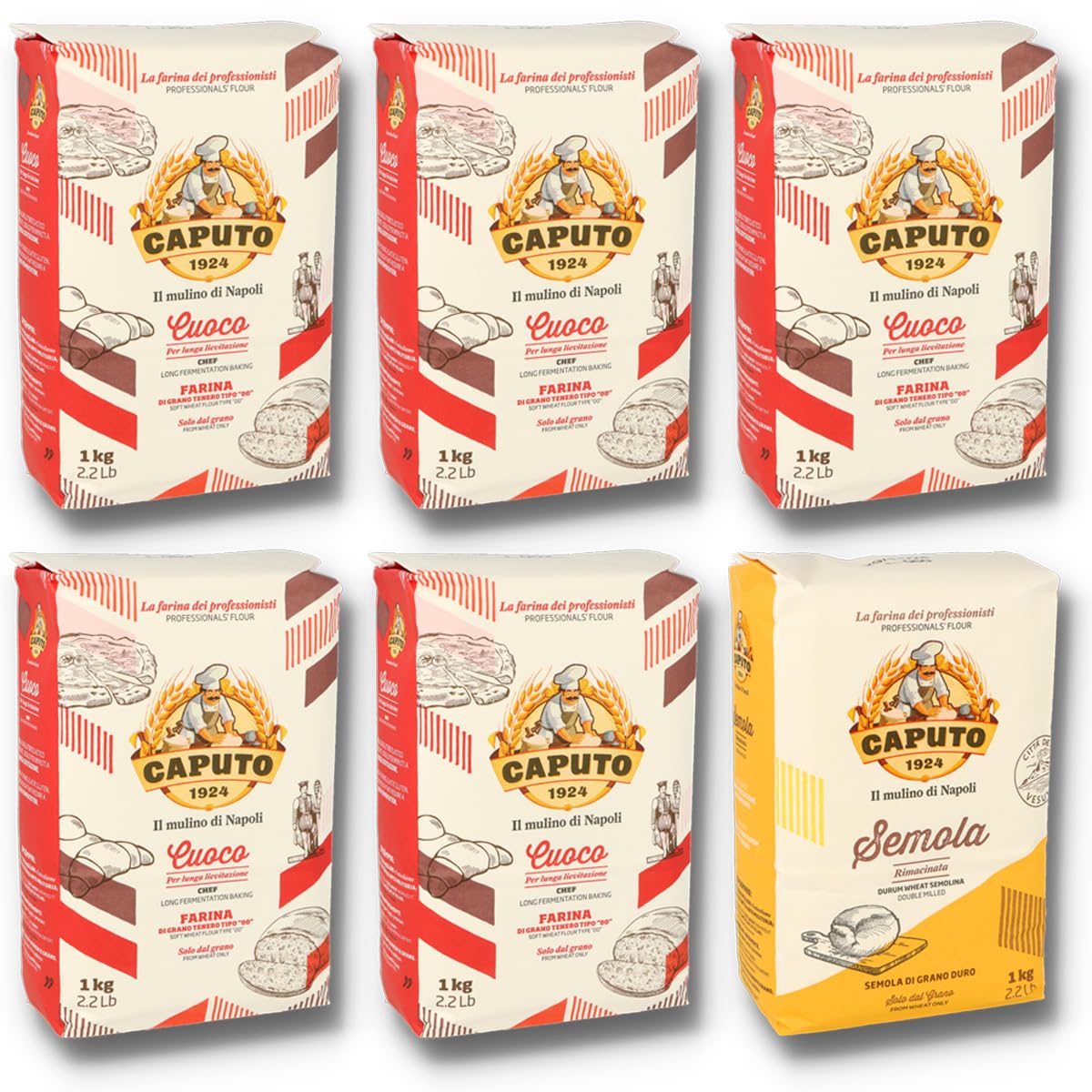 5x1kg Caputo Cuoco + 1x1kg Caputo Semola Rimacinata Starter Set