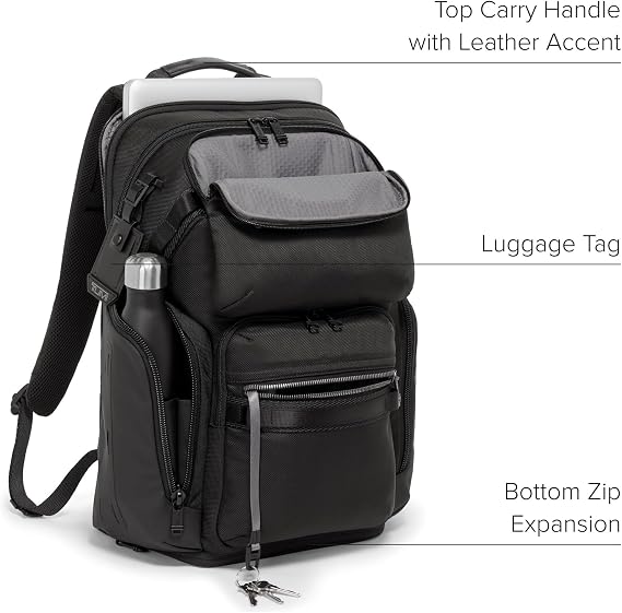 TUMI - حقيبة ظهر Alpha Bravo Nomadic - حقيبة حمل متينة للرجال - 18.8 بوصة X 15.0 بوصة X 9.0 بوصة - تناسب ما يصل إلى 15 بوصة كمبيوتر محمول - أسود