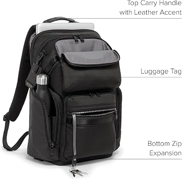 TUMI - حقيبة ظهر Alpha Bravo Nomadic - حقيبة حمل متينة للرجال - 18.8 بوصة X 15.0 بوصة X 9.0 بوصة - تناسب ما يصل إلى 15 بوصة كمبيوتر محمول - أسود