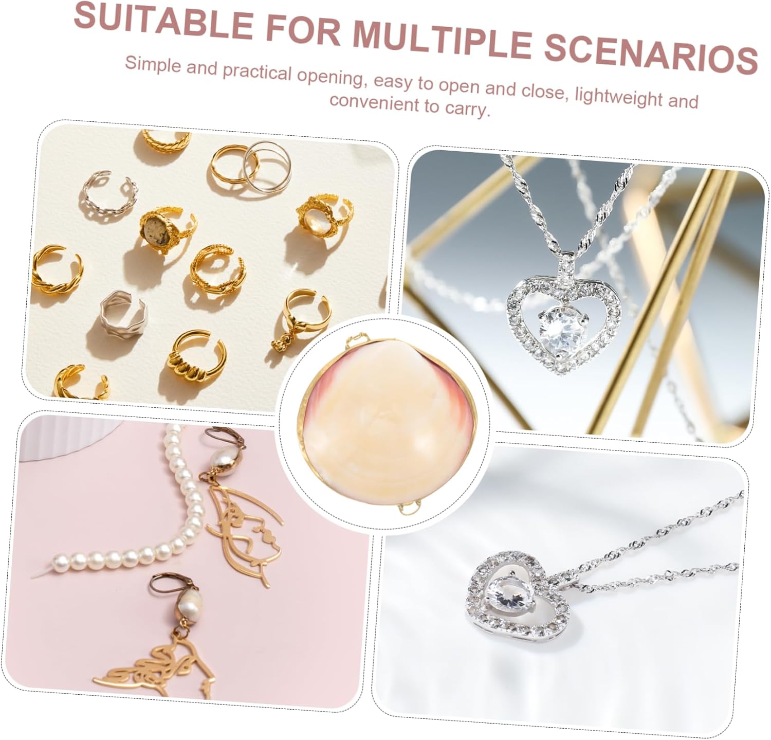 COHEALI Box Shell Jewelry Holder Earring Holder Metal Seashell Figurine Pendant Case Delicate Jewelry Organizer White Child Natural Freshwater Shells Showcase - Image 8