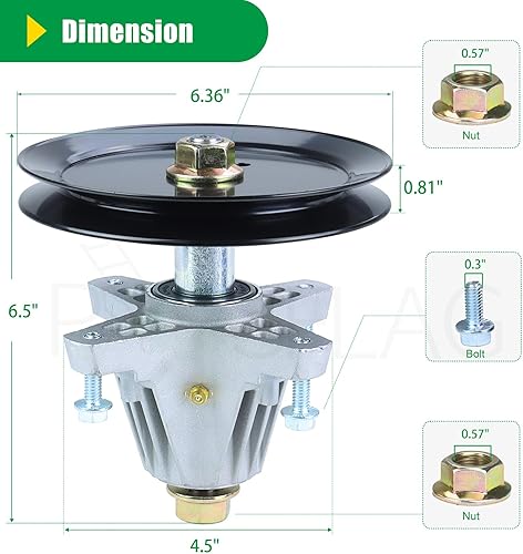Miniatura 3 de El conjunto de husillo 918-04865A preengrasado reemplaza al husillo de cubierta 918-04636 918-04636, husillo de cubierta Cub Cadet 918-04865A