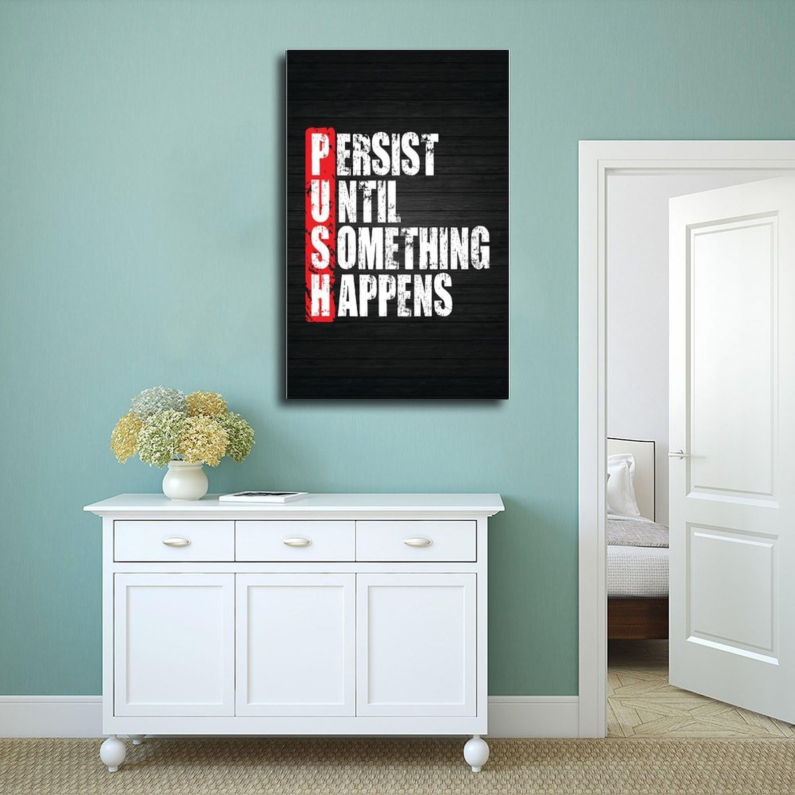 PUSH Motivation - Pósteres de culturismo para hombres y niñas, citas motivacionales inspiradoras para gimnasio muscular, 60 x 90 cm