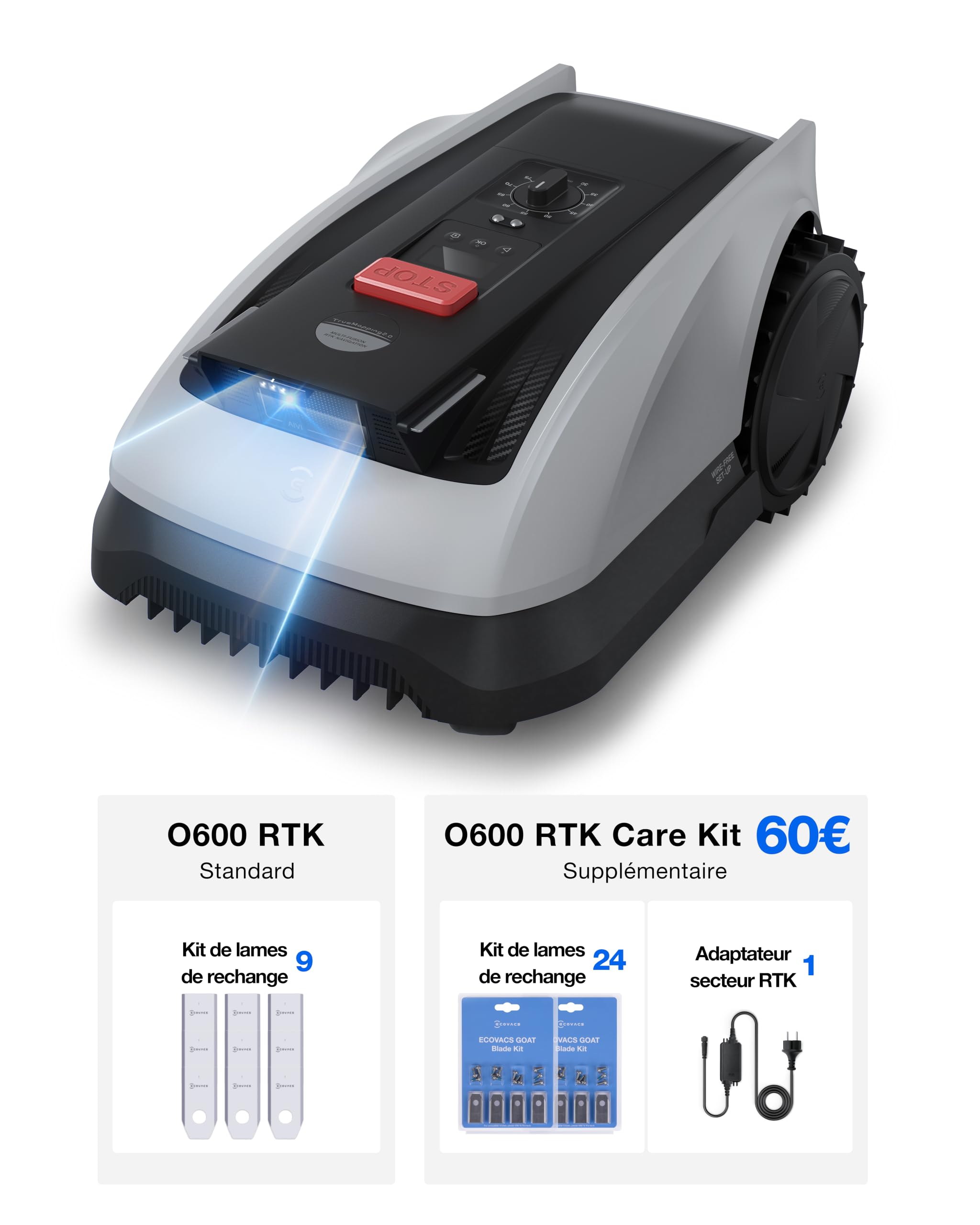 ECOVACS Goat O600 RTK Robot Tondeuse sans Fil，600 m²，Care Kit - vue 2
