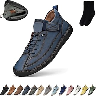 Women's Handmade Leather Orthopedic Comfy Shoes, Casual Driving Boots Women Outdoor Slip On Mid Top Flats Ankle Boots, Comfortable Adjustable Walking Shoes