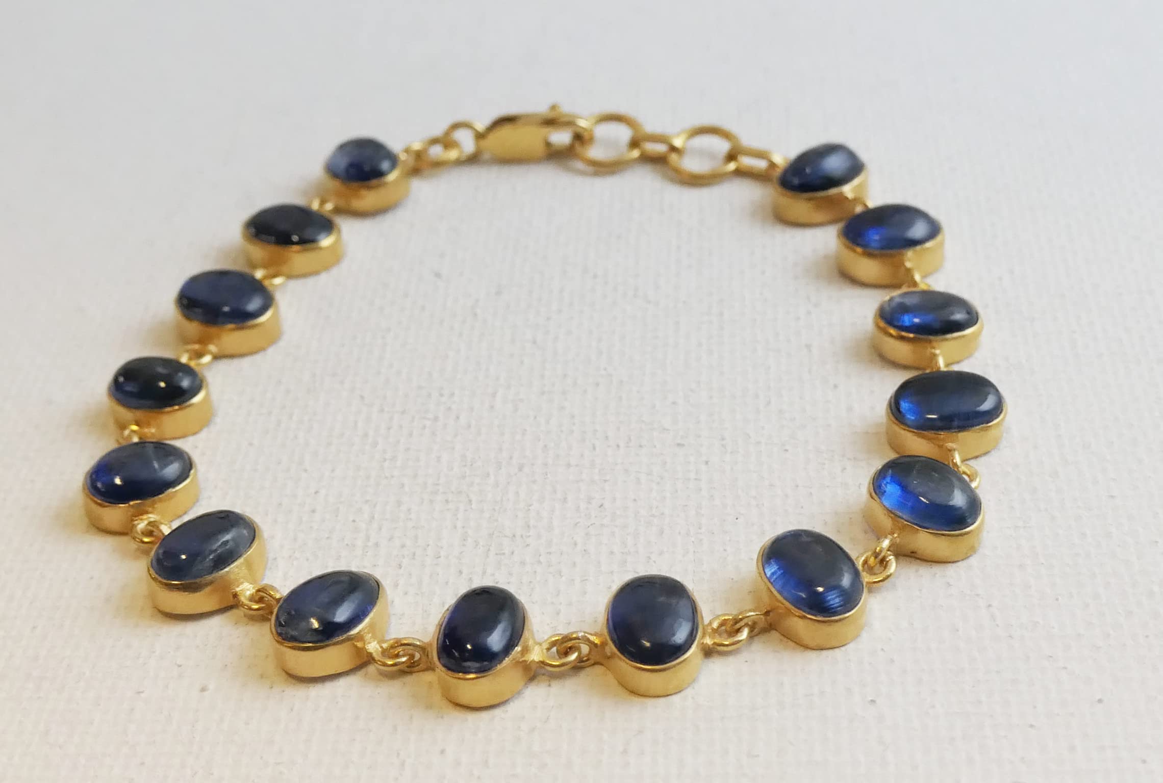 Pulsera de plata de ley con baño de oro de cianita
