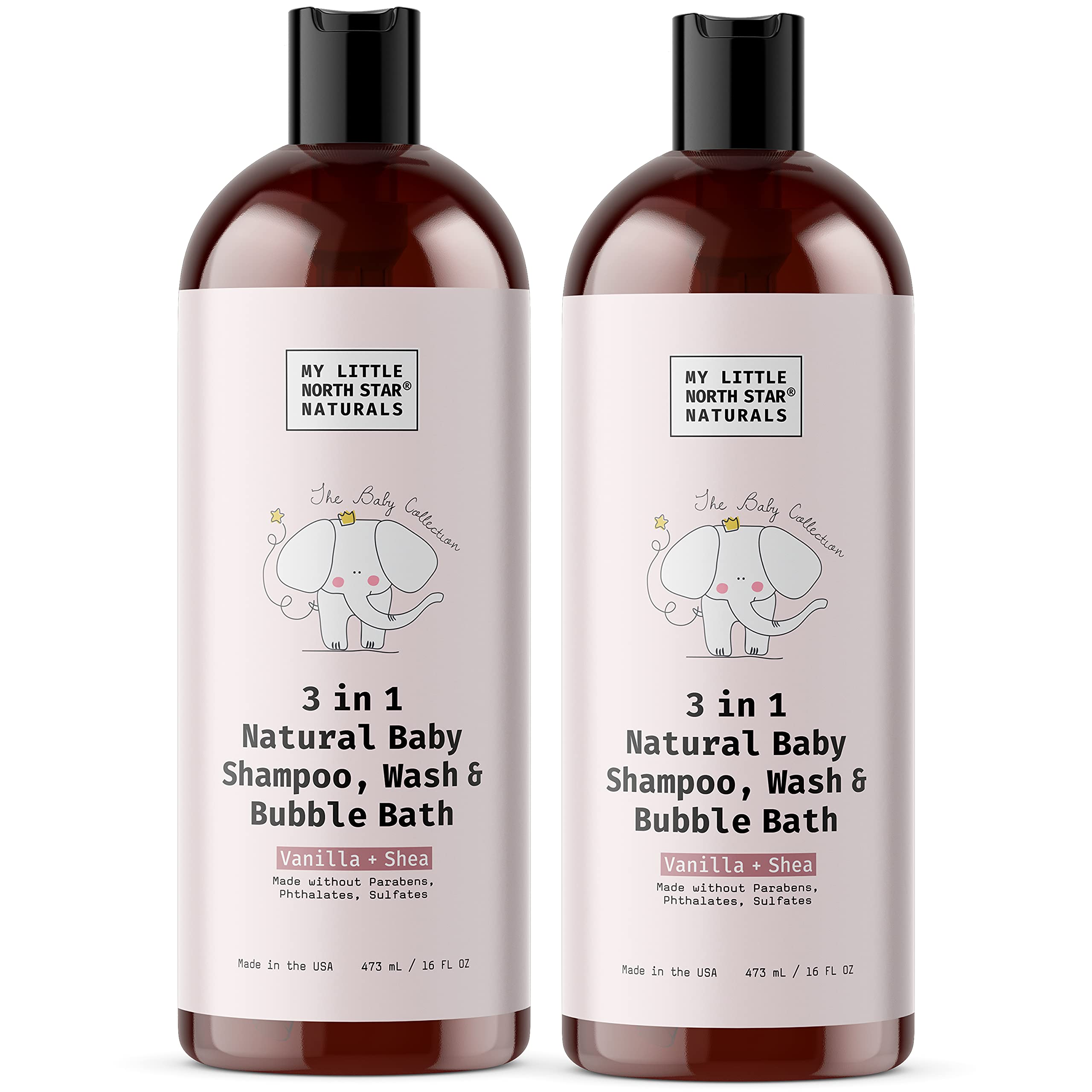 Gentle 3-in-1 Baby Shampoo, Body Wash and Bubble Bath (Vanilla Shea 2 Pack)