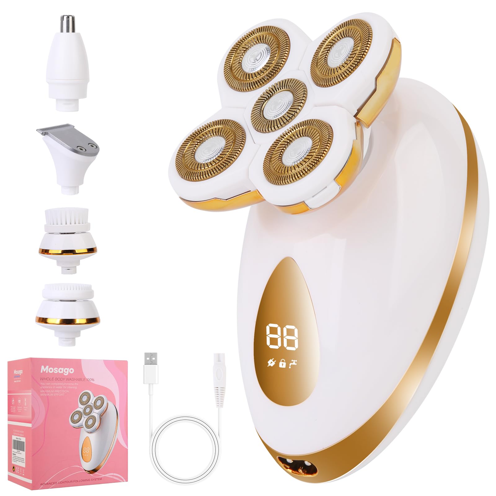 Electric Razors for Women, 5 in 1 Painless Rechargeable Dusk Shaver Womens, Women's Shavers Everything, Lady Leg/Bikini/Face Hair Removal Products,