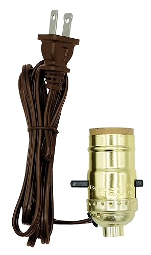 Creative Hobbies Kit de lámpara instantánea  Enchufe de lámpara de base media de encendido y apagado de latón brillante chapado en latón brillante