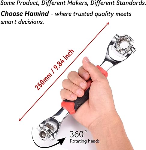 Miniatura 6 de Hamind Llave universal 52 en 1 llave de vaso multifunción con cabezal giratorio de 360, herramienta de llave para reparación del hogar y bicicleta