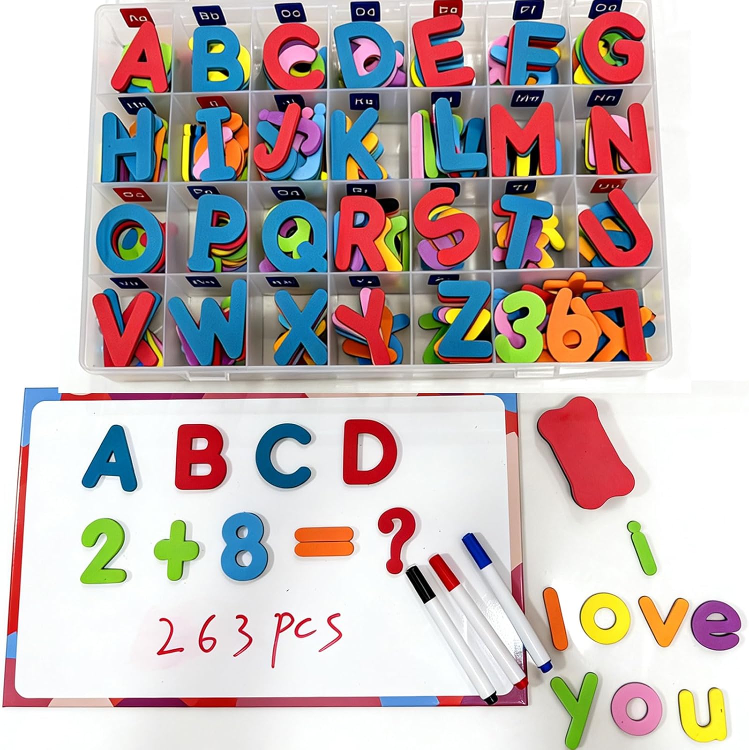 Magnetic Letters and Numbers Set – 263 Pieces Educational Toys for Kids Ages 3+ – Colorful Alphabet Magnets for Whiteboard & Fridge – Preschool Learning Resources Ideal for Homeschool & Classroom