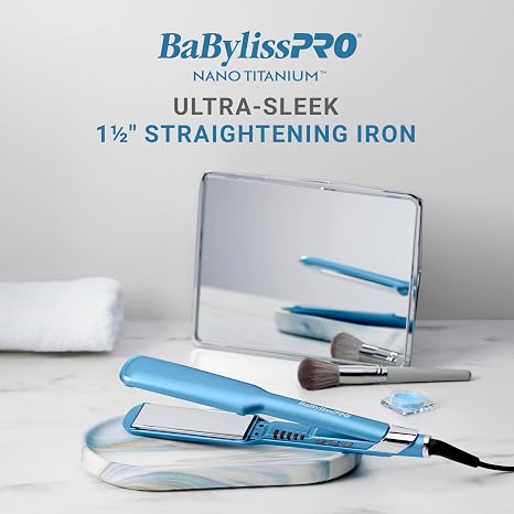 BabylissPRO Nano Titanium Ultra-Sleek Hair Straightener, Flat Iron for All Hair Types