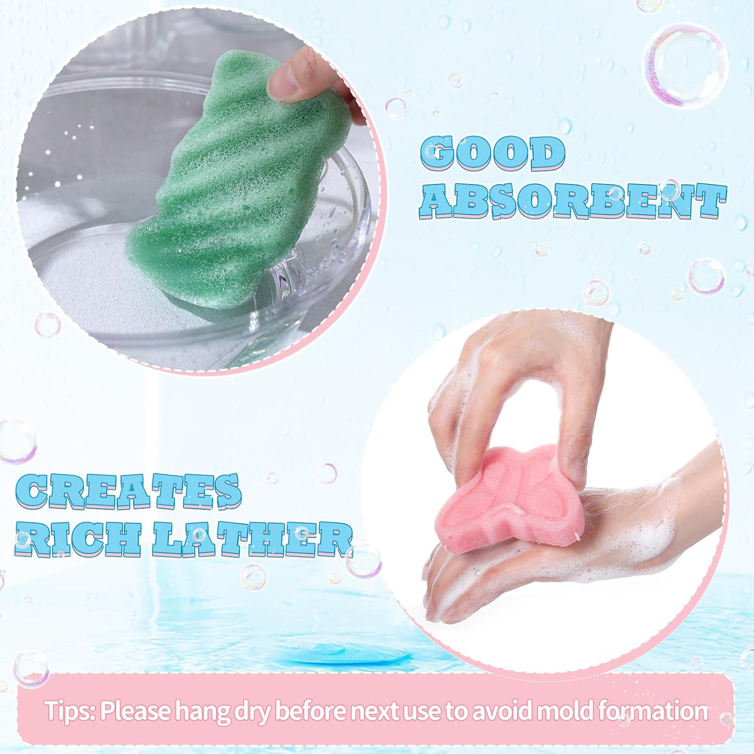 Sunnyray 12 Pcs Konjac Boy and Girl Sponge for Bathing, Bath Sponges for Infants, Bath Sponges Home Party, Natural and Safe Plant Based Toys, Butterfly, Ladybug, Shell, Cat (10 Styles)