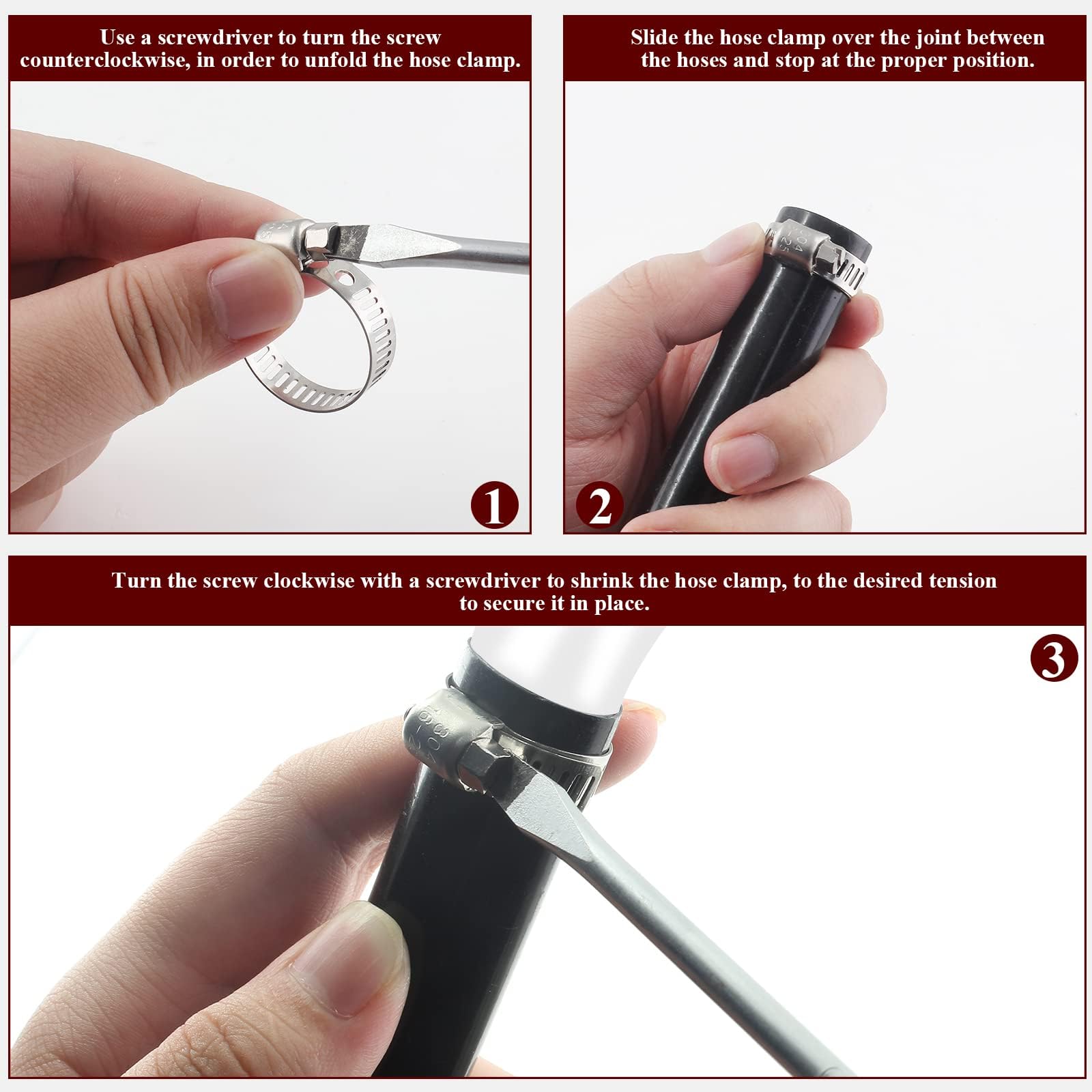 12 abrazaderas de manguera de acero inoxidable, abrazaderas de manguera ajustables de 1 a 2 pulgadas para línea de combustible, fontanería automotriz, tubería (27-51 mm)