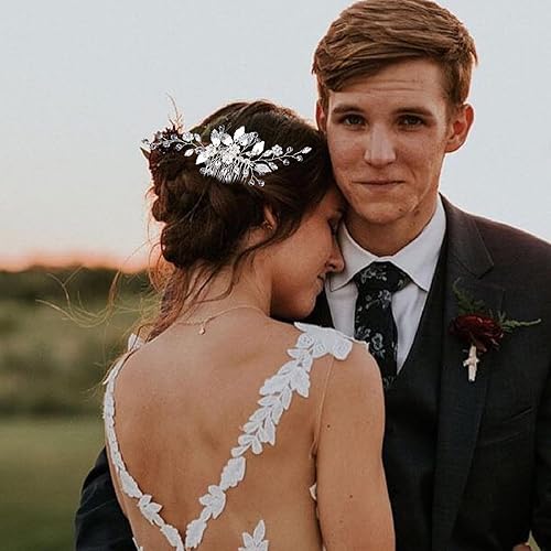 Miniatura 2 de 1 peine de cristal para el cabello de boda con 2 piezas de diamantes de imitación de novia, horquillas de perlas de cristal, accesorios para el