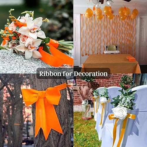 Miniatura 5 de Cinta de cinta de satén de 1.0in (1 pulgada), color amarillo brillante para manualidades