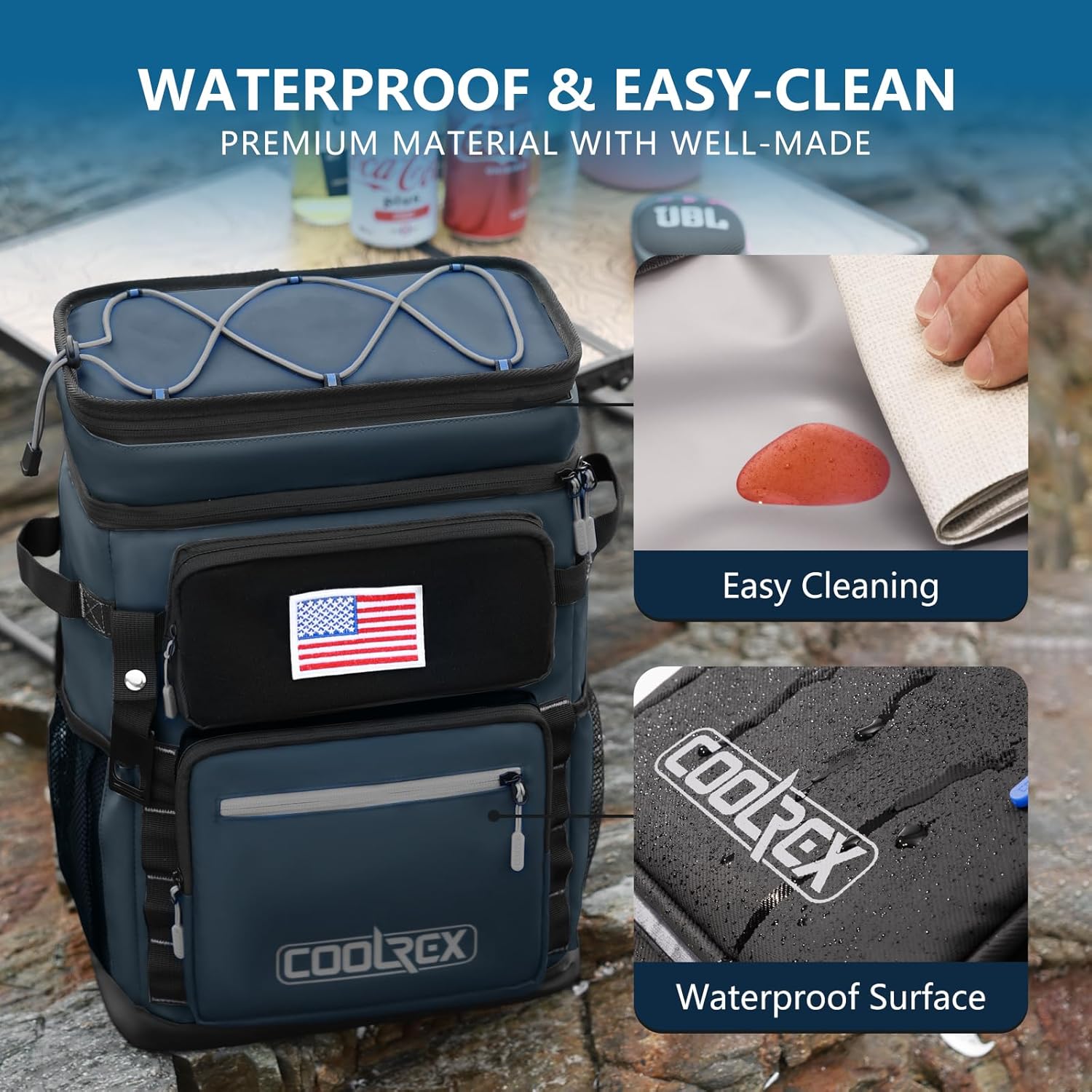 Large Backpack Cooler 36 Can Cooler Backpack with 2 Insulated Compartments Leak Proof Waterproof Travel Backpack, Camping Beach Picnic Lunch Thermal Bag for Women and Men - Image 6