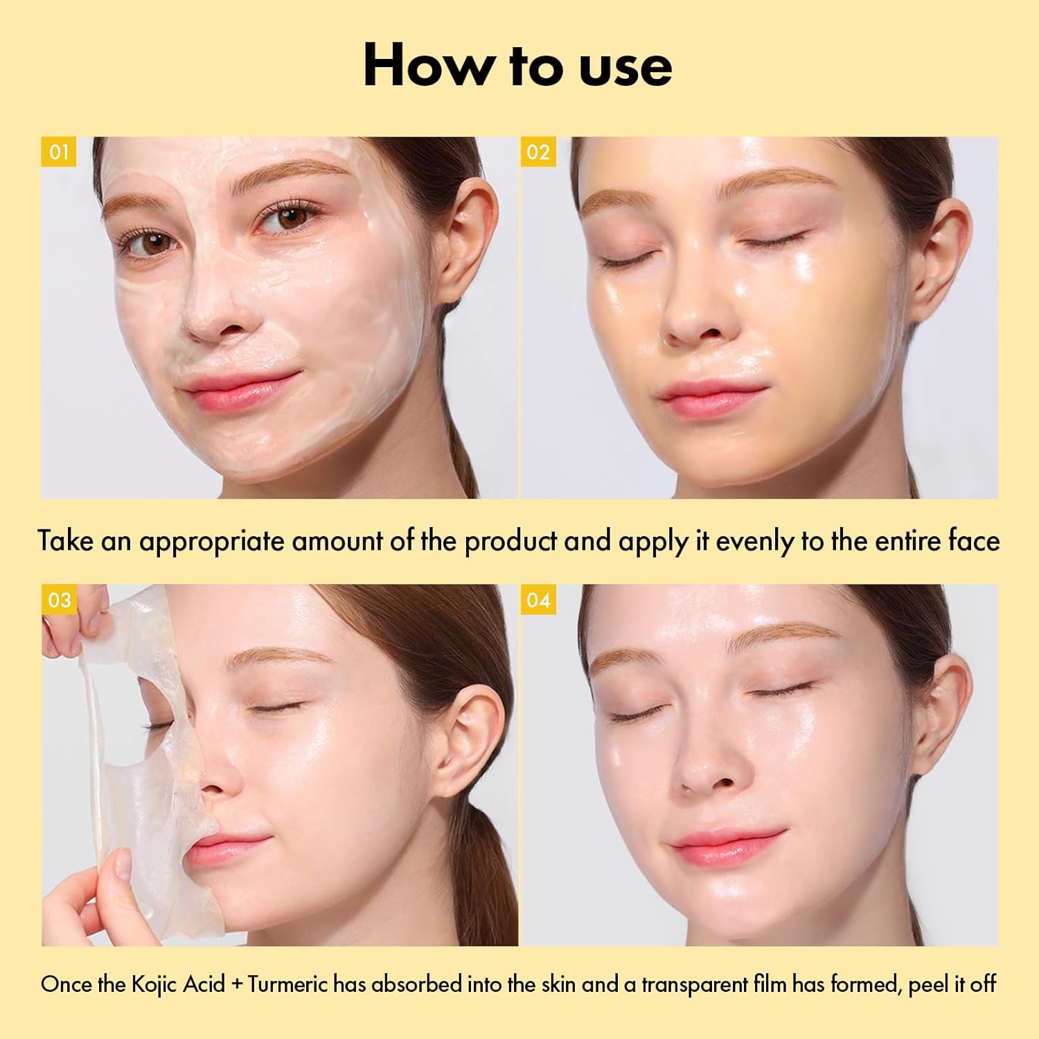 TOSOWOONG Real Kojic Acid Turmeric Fit, Dark Spot Wrapping Mask, Vitamin C & Glutathione Peel Off Facial Mask for Even Tone, Elasticity, Hydrating, Glow, Glass Skin, Korean Skincare, 50ml/1.69 fl. oz. - Image 4