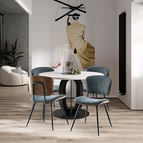 Miniatura 5 de AQG Silla de comedor modernas de mediados de siglo para cocina, comedor, sala de estar (gris, paquete de 2)