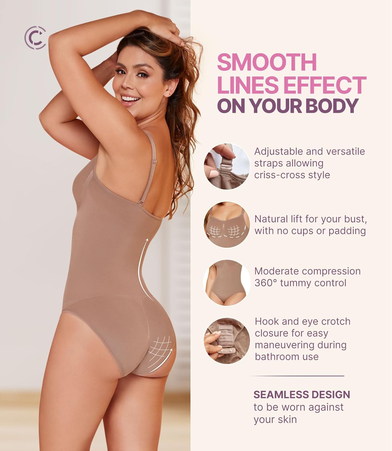 CURVEEZ Bodysuit for Women Tummy & FUPA Control Shapewear Seamless Sculpting Panty Full Bust Body Shaper Compression Tank Top - Image 2