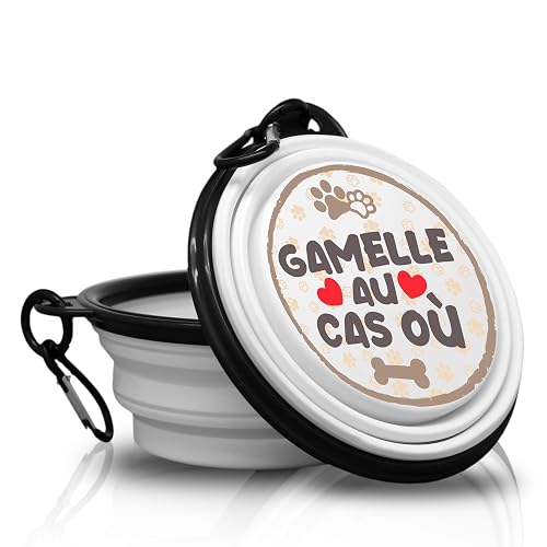 Gamelle au cas ou - Cuenco plegable y portátil para perros con mosquetón para pasear con tus cuatro patas.…