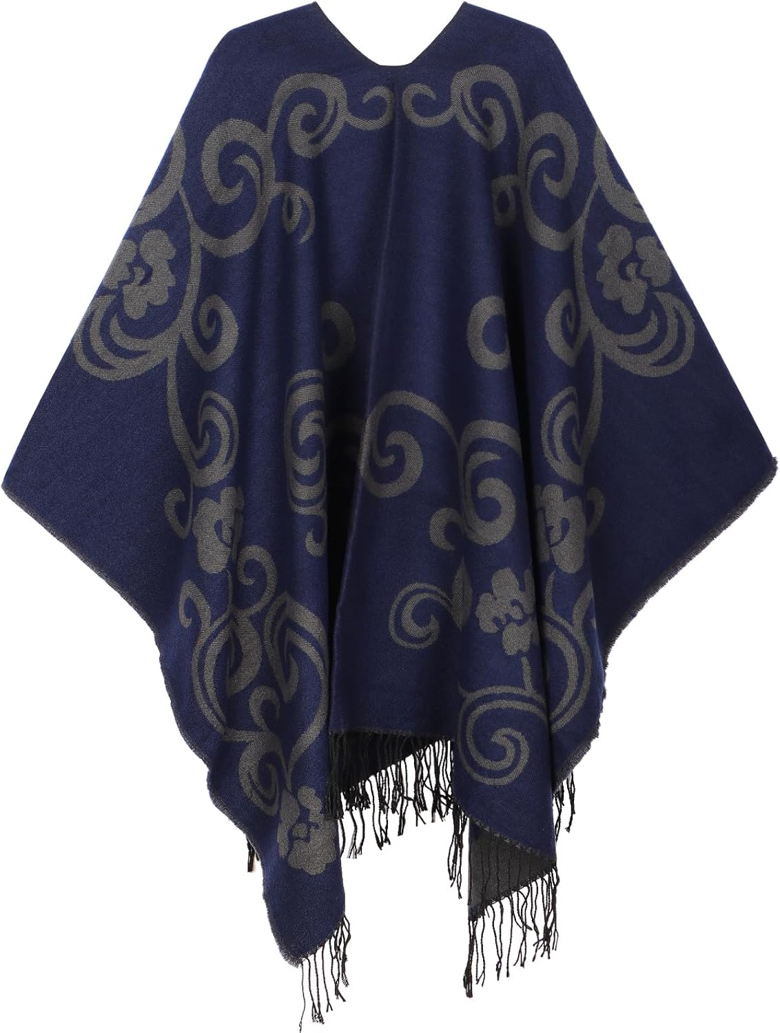 Women's Shawl Wraps Open Front Poncho Cape Oversized Sweaters Casual Cardigan Shawls for Fall Winter - Image 2