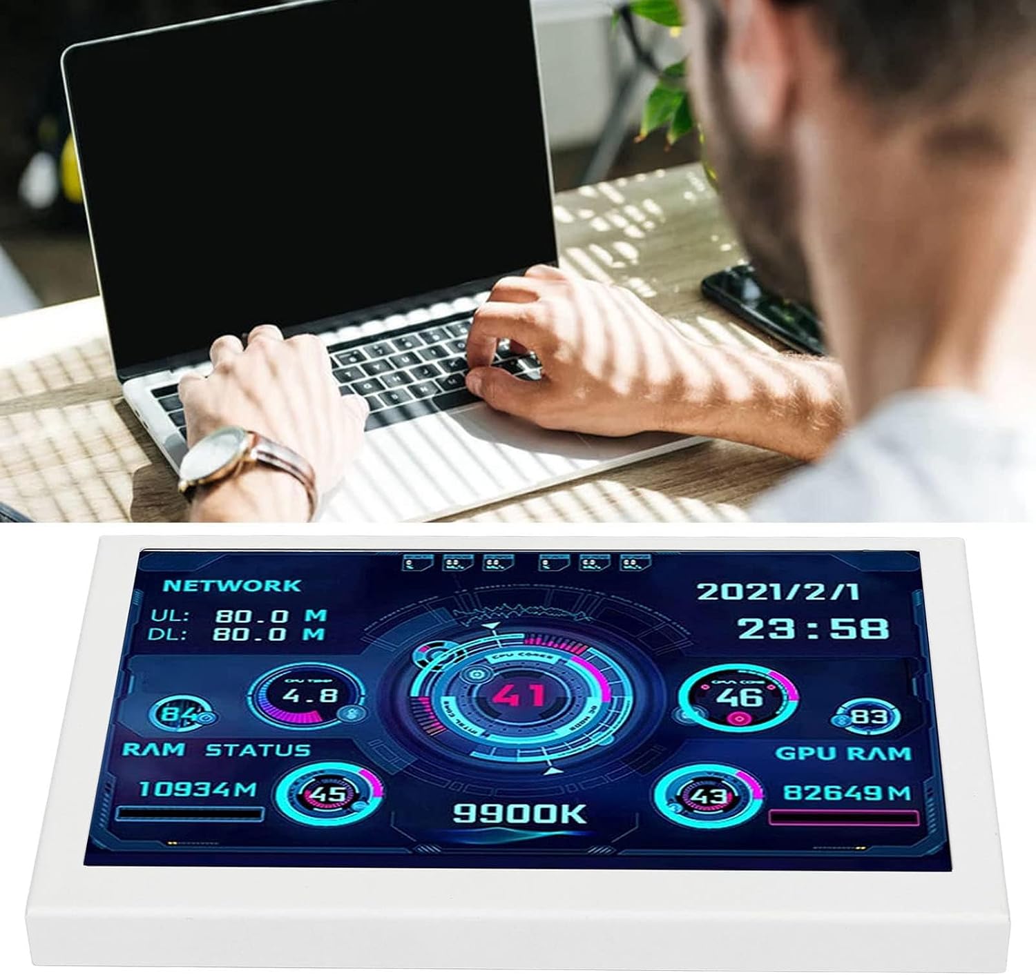 5 Inch Computer Temperature Monitor - PC Sensor Display for CPU, RAM, HDD Data - USB Mini Secondary Screen Compatible with Windows image 2