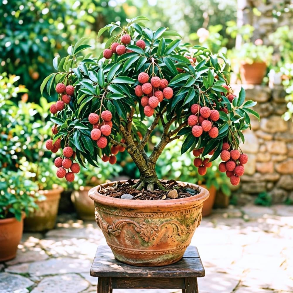 Sweetheart Lychee Fruit Tree, Lychee Tree Live Plant, Perennial Tropical Fruit Trees for Oudoor Garden, 3 to 4 Feet Tall, 3 Gallon Pot, No Ship to CA