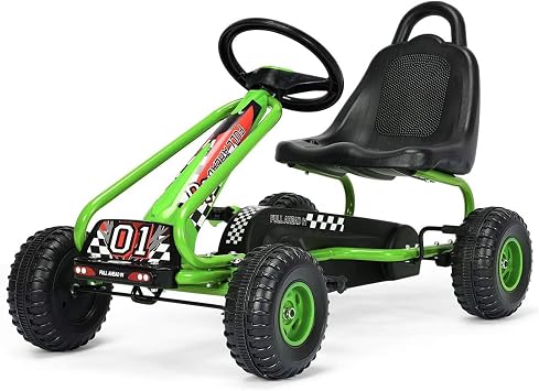Go Kart for Kids, Foot Pedal Type, 4 Wheel Buggy Go Kart, Foot Saw Pedal Car, Brake, Go Kart, Car Toy, Anti-Slip Tire, Easy to Operate, Birthday, Christmas Gift, For Ages 3 to 8, Green