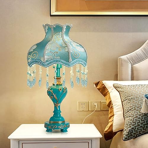 Miniatura 3 de JITEM Lámpara de Mesa - Lámpara de mesa de estilo europeo de 12 pulgadas, estilo victoriano, retro, regulable, pantalla de tela con cuerpo de