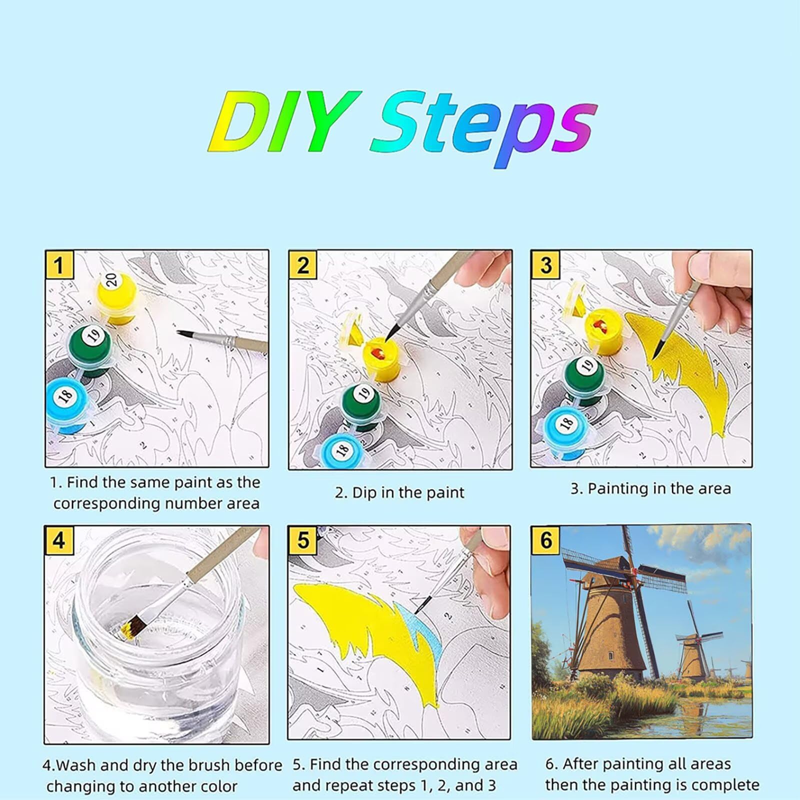 Amazon.com: Windmill Paint by Numbers kit for Adults, Color by