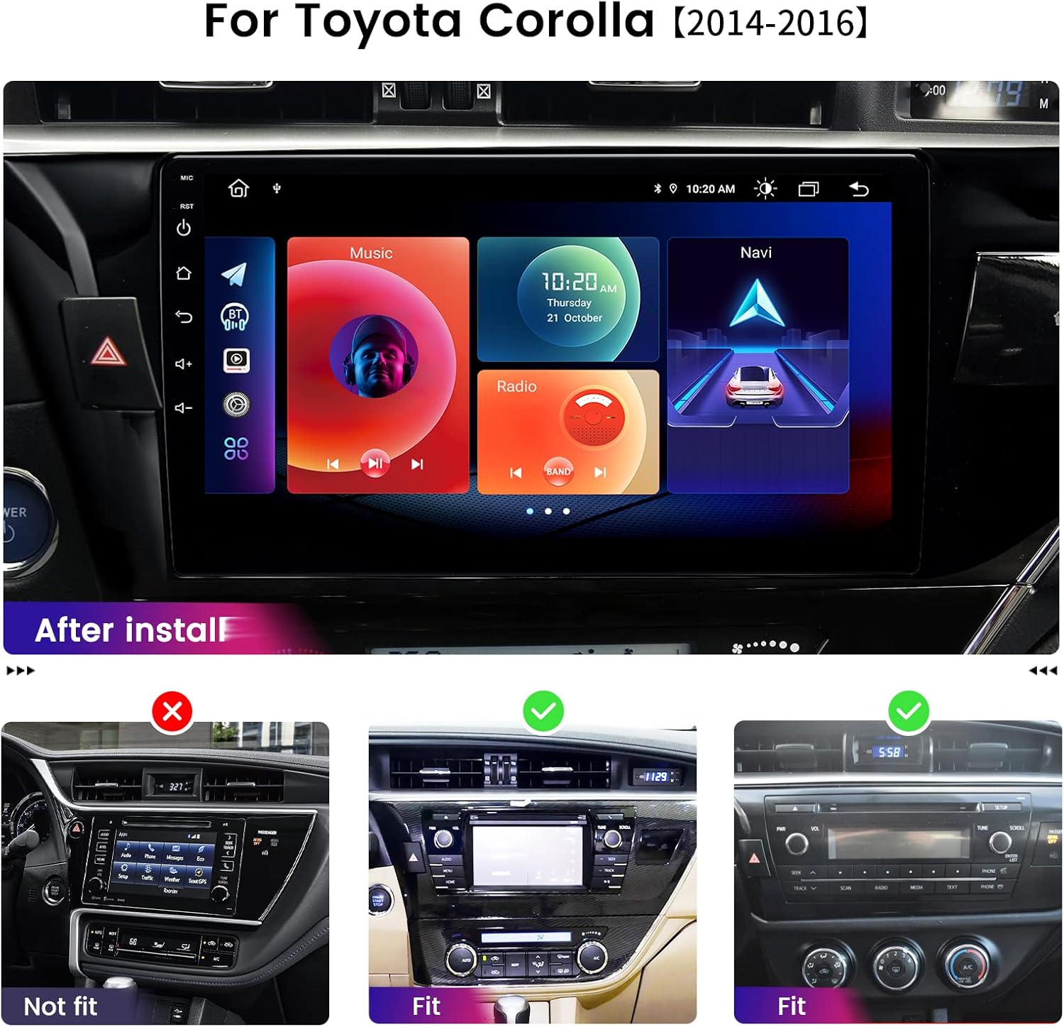 roadanvi hd 10 2 android car stereo for toyota corolla 2014 2015 2016 carplay android auto bluetooth car radio wifi4g lte 1280x720 ips touch screen