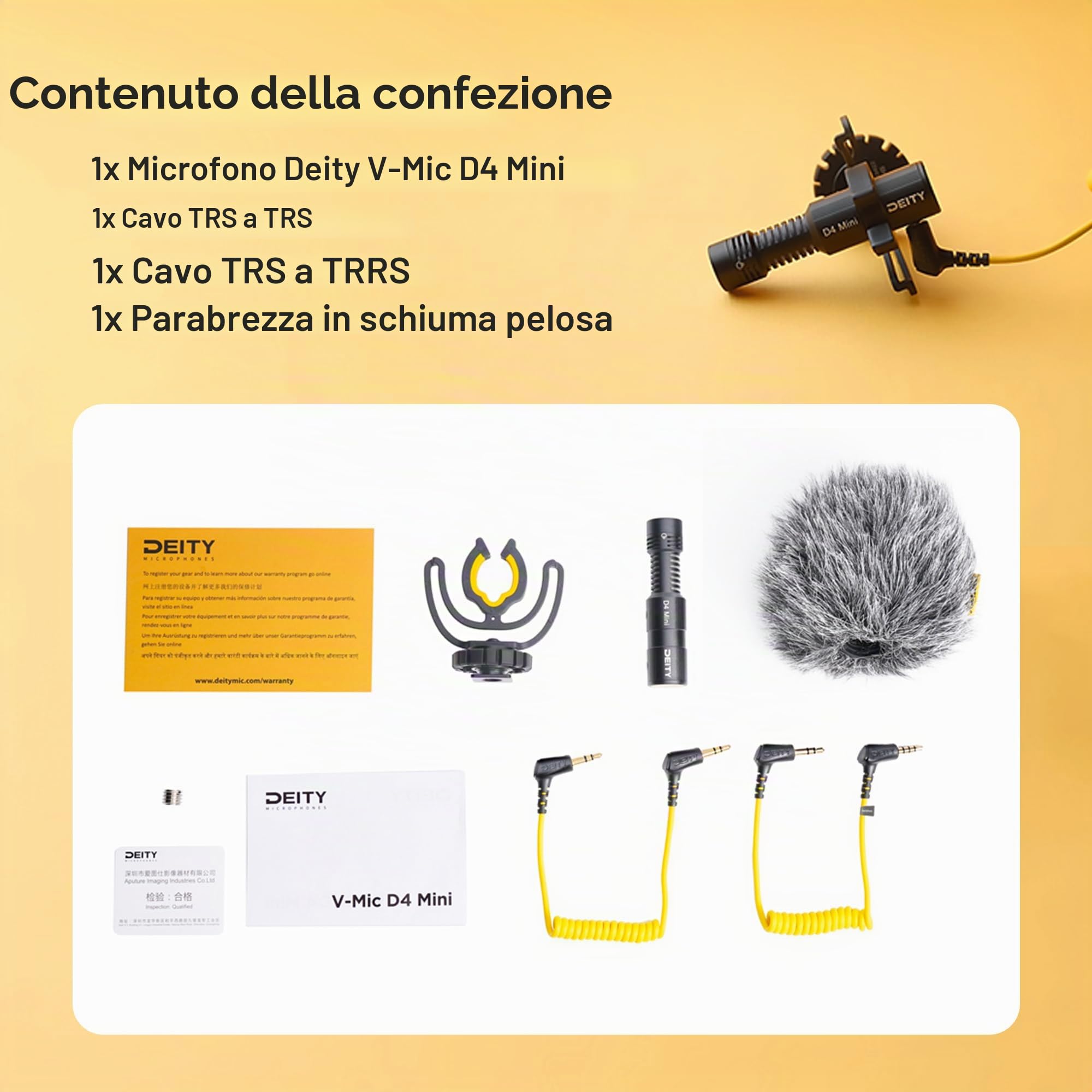 Deity V-Mic D4 Mini Microfono sulla fotocamera Microfono a testa TRS 3.5mm per Vlog Video Studio DSLR Camera Smartphone
