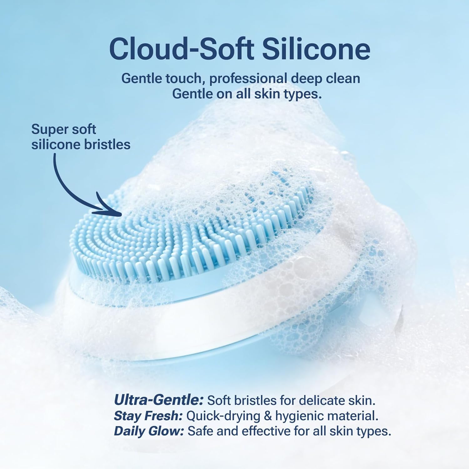 Electric Face Scrubber & Silicone Facial Cleansing Brush - Waterproof Sonic Face Brush Exfoliator with LED Screen, 3 Beauty Light Modes, Rechargeable Face Wash Brush for Deep Cleaning & Massage-Blue