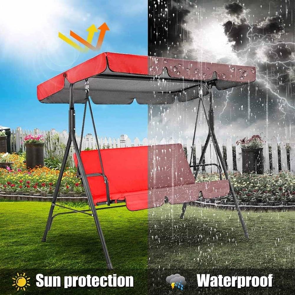 Wasserdichtes Baldachin-Abdeckungs-Set für Veranda-Schaukel, Ersatzkissen für 2-/3-Sitzer-Terrassenstühle, wetterfest, leicht einzubauen, 190 x 132 x 15 cm + 150 x 50 x 10 cm