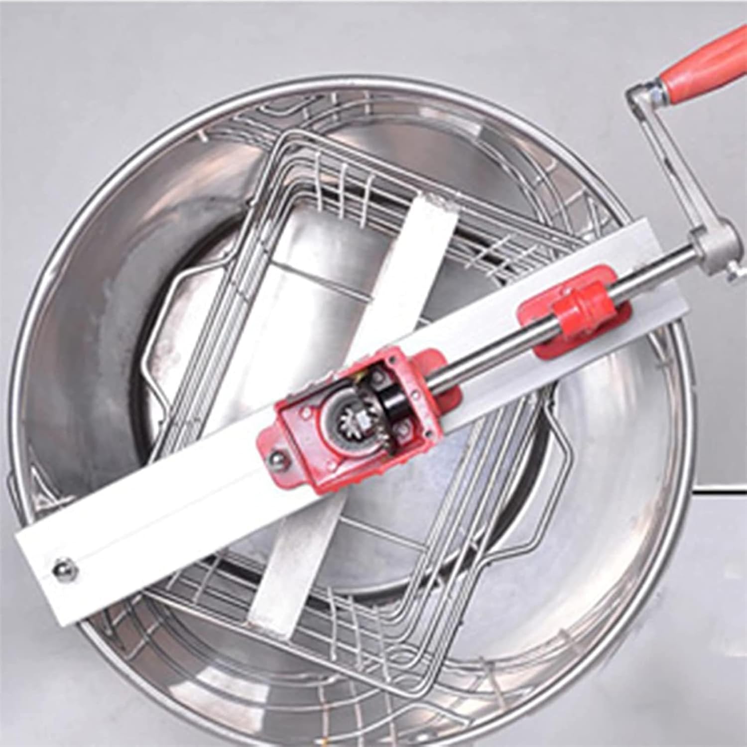 GOYOJO Manual Honey Extractor, 2-Frame Stainless Steel Honeycomb Frame Extractor with External Gear, Large Honey Flow Outlet, Food-Grade Stainless Steel, Low Noise, Easy to Clean, Capacity 50lbs