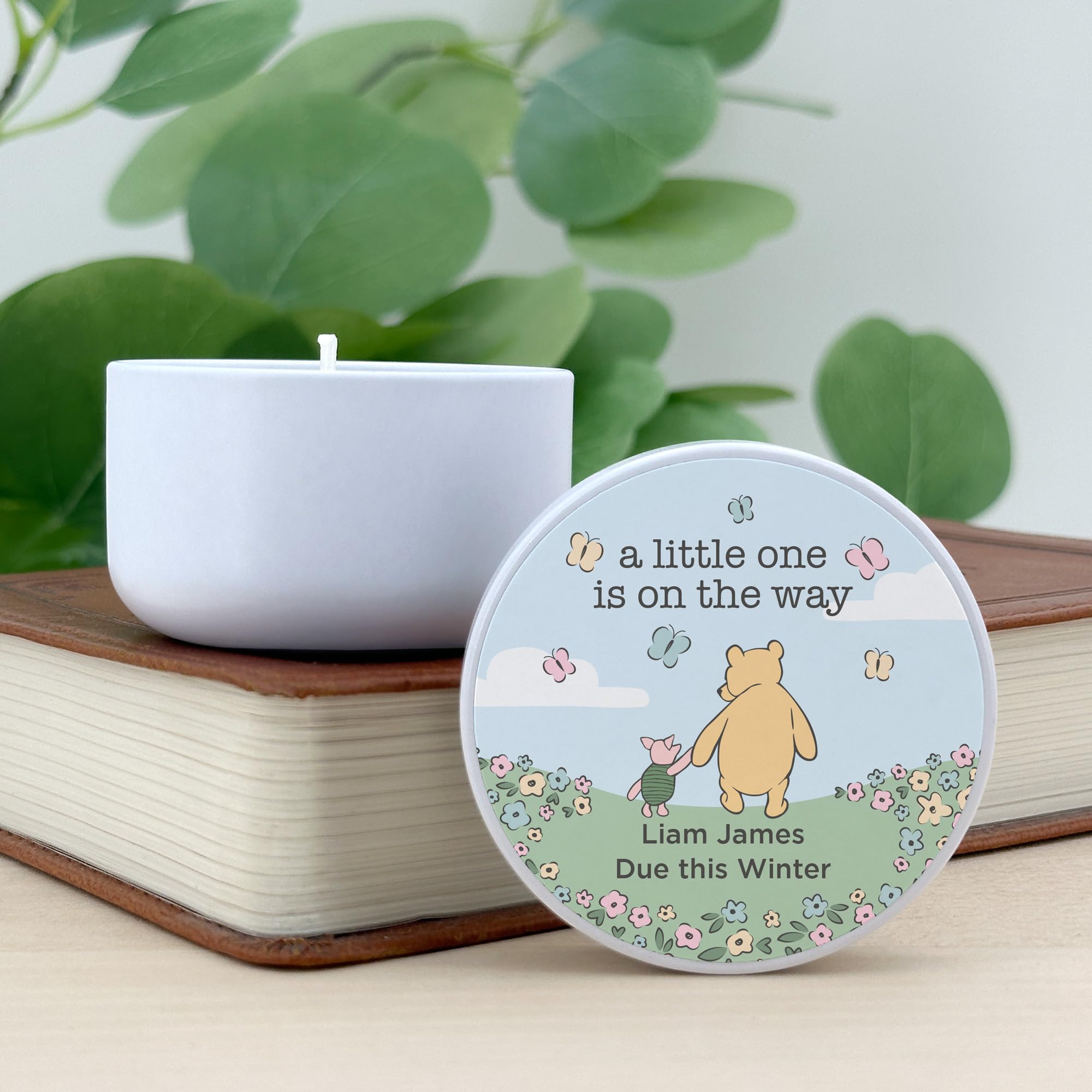 Unique Baby Shower Favors, Personalized Candles, Custom Candles, Baby Shower Ideas, Pooh, 2 oz Candle Favors (Set of 10) (White Tin)