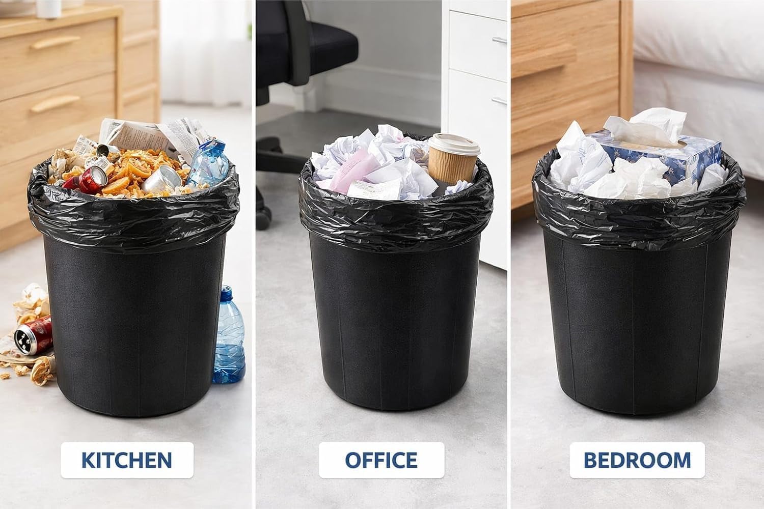 MAQIHAN Garbage Bags - Black Dustbin Liners -3