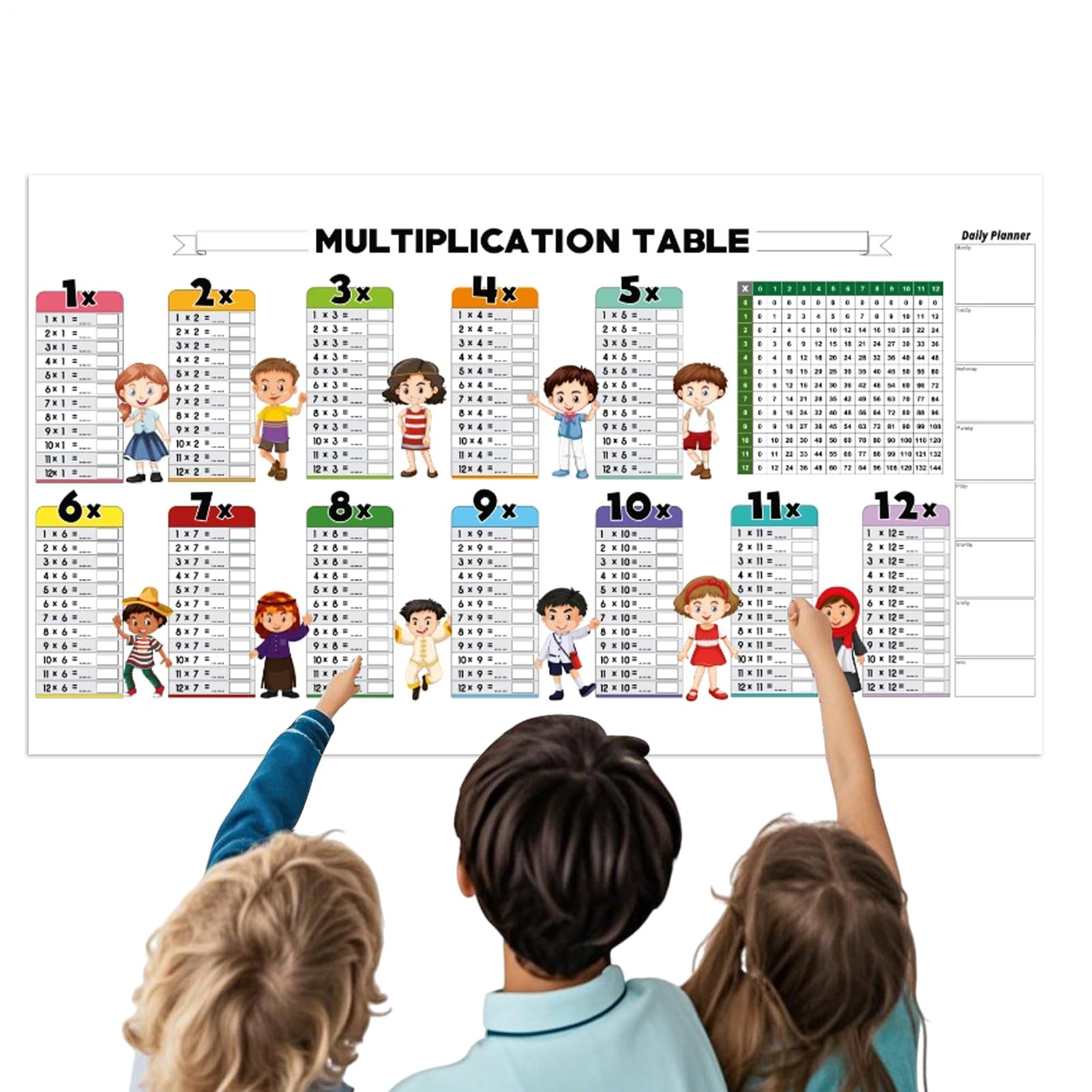 Multiplication Table with Dry Floors, Multiplication Chart of Dry Erasers Static Dry Erase Chart Children's Wall Reusable Mathematical Calculations Board F