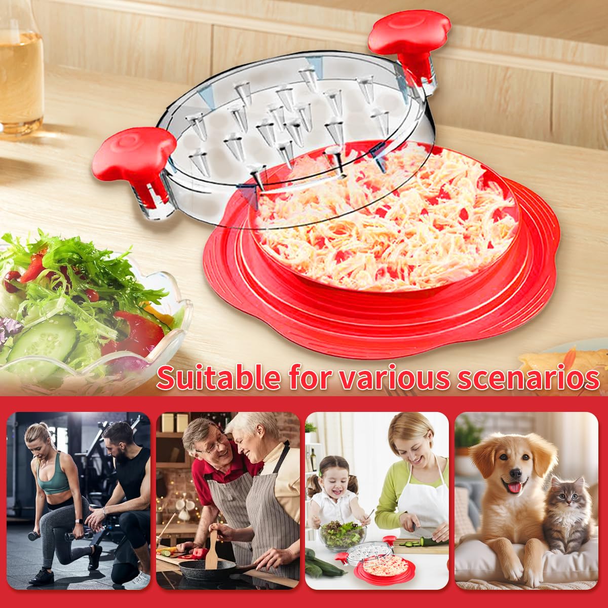 Chicken Shredder, Large Chicken Breast Shredder Tool Twist, 25cm Visible Meat Shredder Machine, Chicken Shredder Tool Twister - Image 2