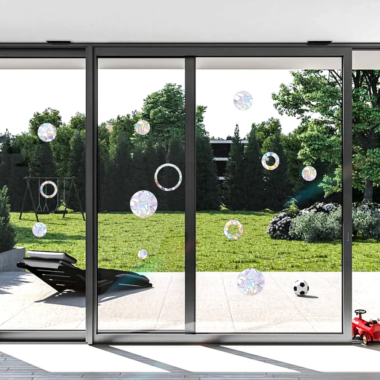 Abeillo Suncatcher Lot de 29 autocollants pour fenêtre - Ronds - Protection contre les oiseaux - Prisme - Anti-collision - Autocollants réfléchissants (anneaux, cercles)