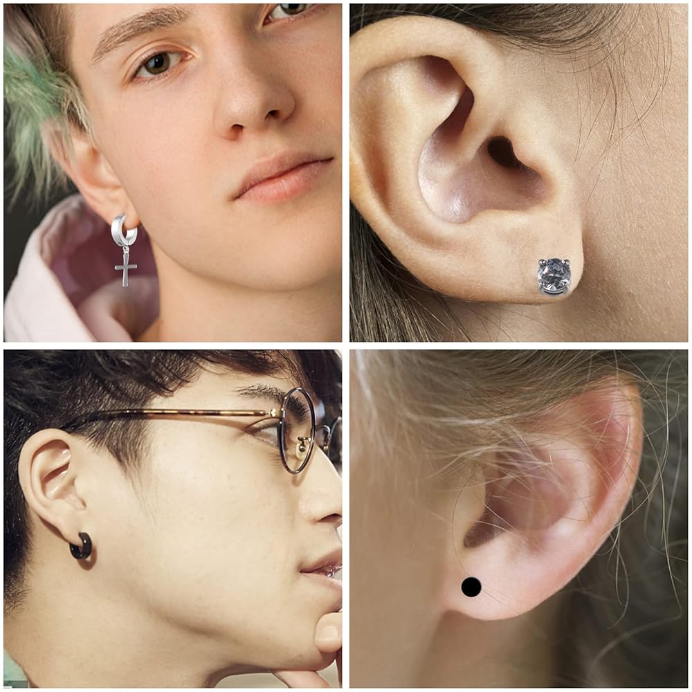 Yolistar 10 Paia Orecchini Magnetici Uomo/Donna - Orecchini Finti Acciaio Inossidabile 6mm (Cerchio, Vite) - Foto 9