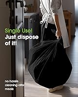 Vista 5 de Pureegg Mantel de plástico desechable, paquete de 10 manteles de 54 x 72 pulgadas, decoraciones de fiesta de Halloween, decoración Summerween, Negro