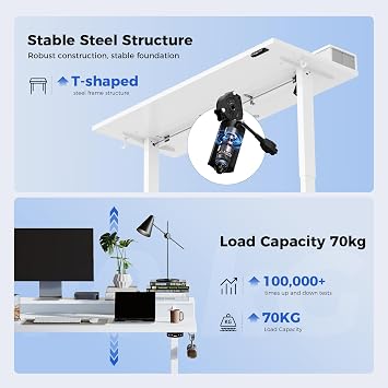 Agilestic Electric Adjustable Height Desk, with 2 Fabric Drawers, 140x60cm